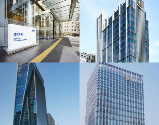 (시계 방향으로) 삼성화재, KB손해보험, 현대해상, DB손해보험. [각 사 제공]