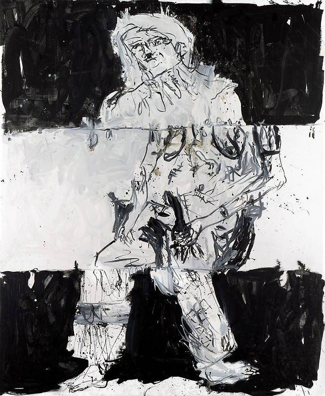 게오르그 바젤리츠 Georg Baselitz b.1938 German Dreistreifenmaler (Remix)/ Three-Stripe Painter (Remix) oil on canvas 300×246cm 2007 [사진제공 = 케이옥션]