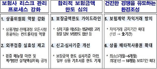 /그래픽=금융위원회·금융감독원 '보험개혁회의' 보도자료