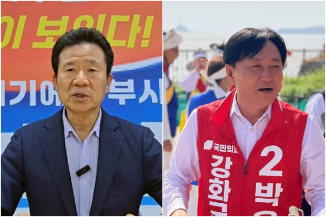 인천 강화군수 보궐선거에 나선 더불어민주당 한연희 후보(왼쪽)와 국민의힘 박용철 후보. 각 캠프 제공