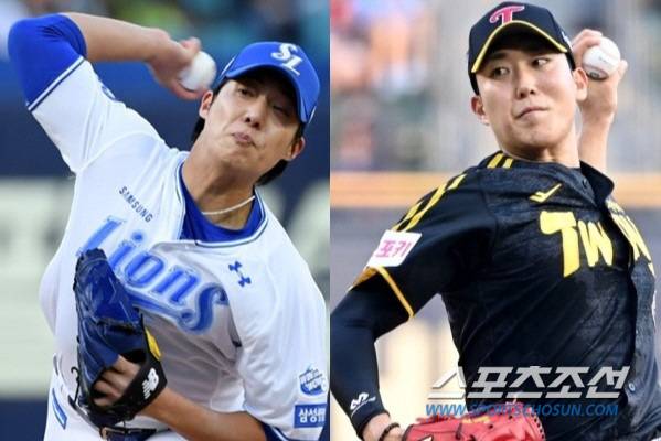 삼성 원태인과 LG 손주영. 스포츠조선DB