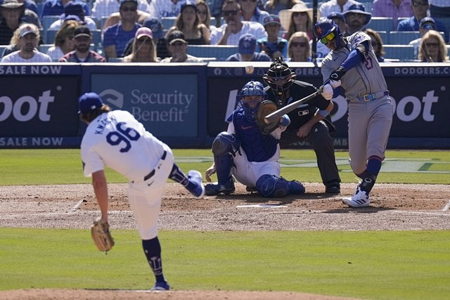 2024 미국프로야구 메이저리그(MLB) 내셔널리그 챔피언결정 2차전 3회말 만루홈런을 치고 있는 뉴욕 메츠 2번 타자 마크 비엔토스. 로스앤젤레스=AP 뉴시스