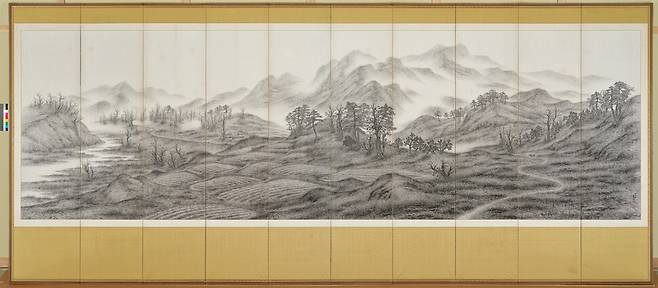 이상범, 10폭 병풍 ‘귀로’, 1937, 아모레퍼시픽미술관 제공