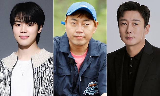 (왼쪽부터) 방탄소년단(BTS) 멤버 지민, 개그맨 이진호, 이수근. 빅히트 뮤직·뉴시스·빅플래닛메이드엔터 제공
