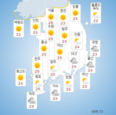 ⓒ기상청: 오늘(17일) 오후 전국날씨