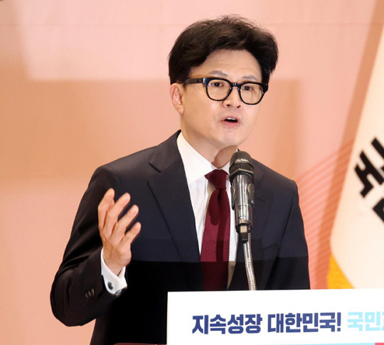 한동훈 국민의힘 대표가 17일 오후 서울 여의도 국회 의원회관 대회의실에서 열린 ‘2024 국민의힘 전국 광역의원 연수’에서 인사말을 하고 있다. 뉴시스