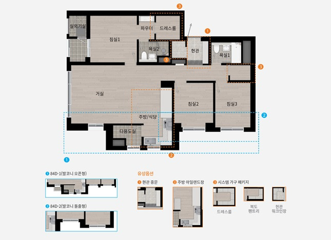 84D 타입 평면도 /자료=삼성물산 건설부문,HDC현대산업개발