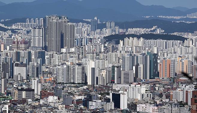 남산에서 바라본 용산구와 서초구 지역의 아파트 모습. [이상섭 기자]