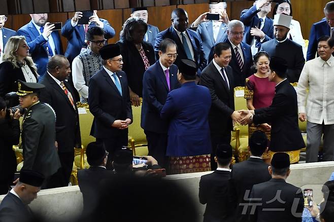 한덕수 국무총리가 20일(현지시간) 프라보워 수비안토(Prabowo Subianto) 제8대 인도네시아 대통령 취임식에 우리 정부 대표로 참석했다. (인도네시아 국회 제공) 2024.10.20/뉴스1 ⓒ News1 허경 기자