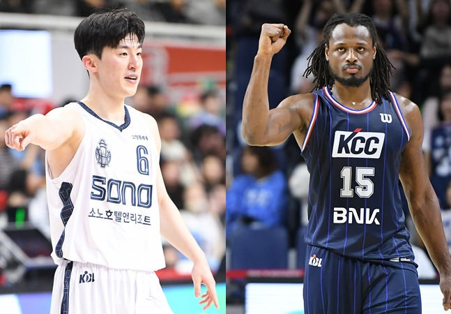 소노 이정현(왼쪽)-KCC 디온테 버튼. /사진=KBL 제공