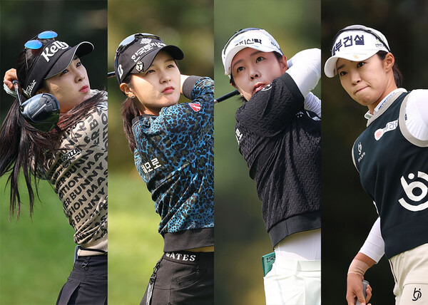 한국여자프로골프(KLPGA) 투어 2024시즌 상금과 대상 포인트, 평균 타수 등에서 상위권에 올라 있는 윤이나, 박현경, 박지영, 김수지 프로. 사진제공=KLPGA