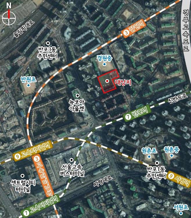 반포 공공보행통로 조정 위치도(서울시 제공).