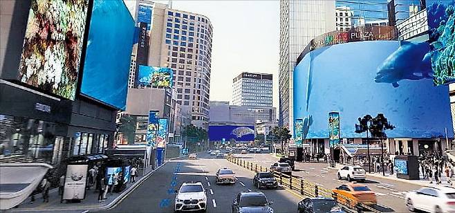 2033년까지 1700억원을 들여 100여 개의 전광판이 설치되는 ‘명동스퀘어’(조감도). /서울 중구 제공
