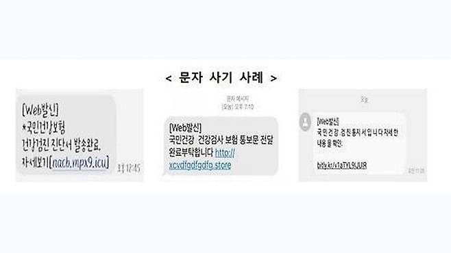 문자 사기 사례 [국민건강보험공단 제공]