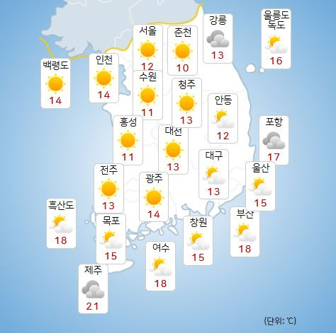 ⓒ기상청: 오늘(26일) 오전 전국날씨