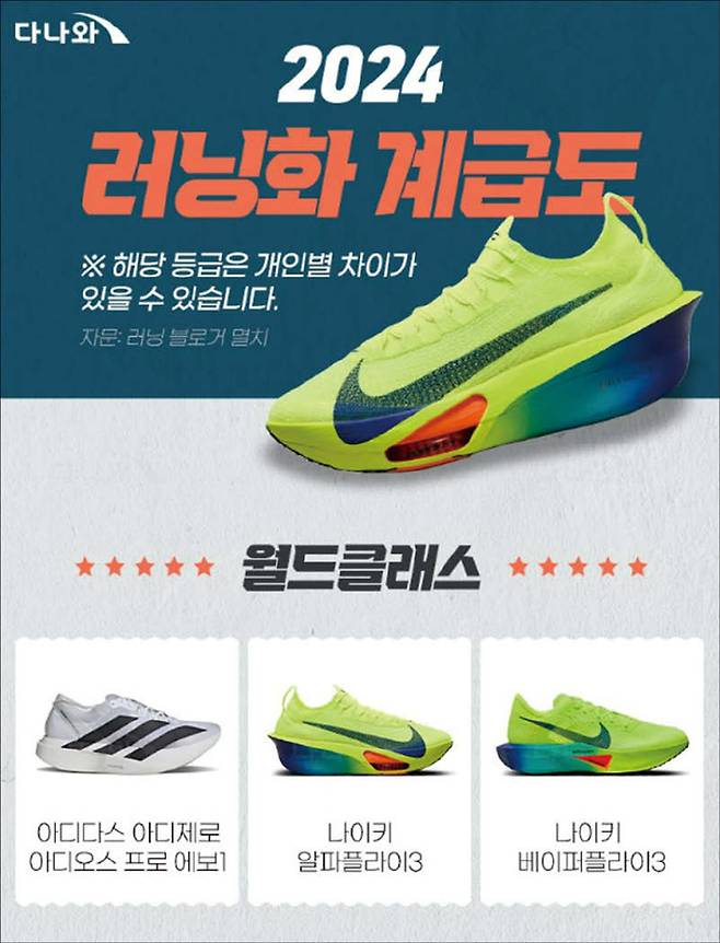 ‘러닝화 계급도 2024’. (다나와 제공)