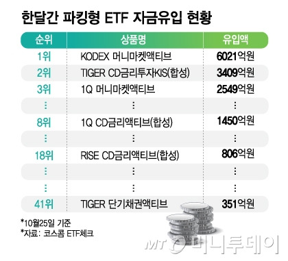 한달간 파킹형 ETF 자금유입 현황/그래픽=김지영