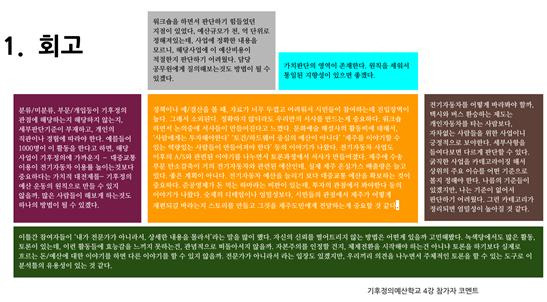 ▲기후예산학교에 참여한 사람들의 회고 발언들. 예산 모니터링과 분석틀에 대한 다양한 의견들을 확인할 수 있다. ⓒ출처 : 제주기후예산시민조사단