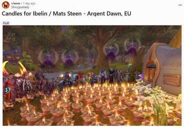 27일(현지시간) 스틴을 추모하기 위해 온라인 공간에 모인 실제 게이머들. [이미지출처=해외 온라인 커뮤니티 '레딧' 캡처]