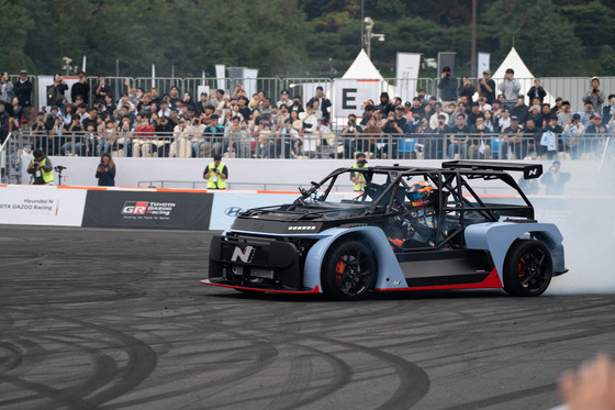 Hyundai Motor's rolling-lab vehicle RN24 at the Hyundai N x Toyota Gazoo Racing Festival event, held Sunday in Everland Speedway in Yongin, Gyeonggi. [CHO YONG-JUN]