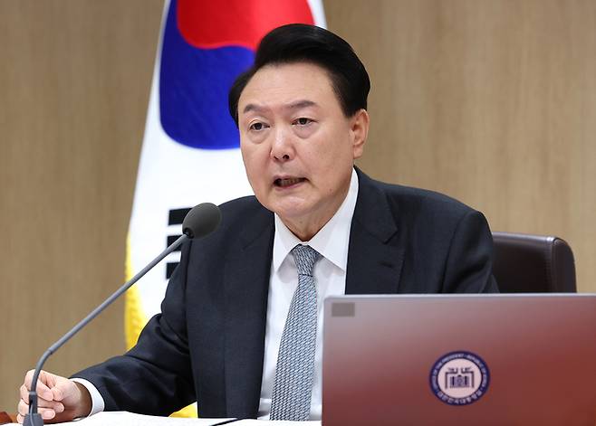 윤석열 대통령이 29일 서울 용산 대통령실 청사에서 열린 국무회의에서 발언하고 있다. 대통령실통신사진기자단