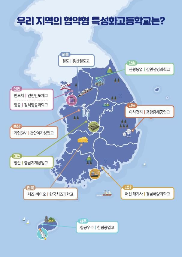 [세종=뉴시스] 교육부가 지난 5월20일 첫 선정 발표한 협약형 특성화고 10곳의 분포. (사진=교육부 제공). 2024.10.31. *재판매 및 DB 금지