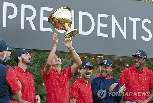 지난 9월 프레지던츠컵 미국팀 우승 축하 모습. [AP=연합뉴스]