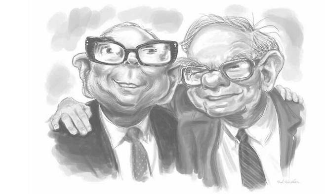워런 버핏과 찰리 멍거(왼쪽)의 캐리커처. 김영사 제공
