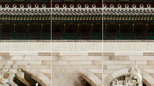 왼쪽부터 각각 아이폰 ‘클린업’, 갤럭시 ‘인공지능 지우개’, 갤럭시 ‘생성형 편집’을 이용해 행인을 지운 사진. 클립아트코리아