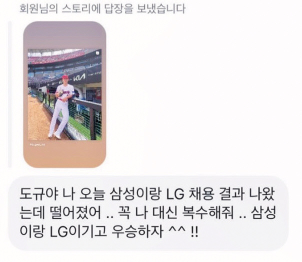 곽도규가 공개한 SNS DM 메시지. 인스타그램 캡처