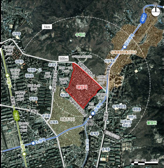 서울 노원구 상계동 154-3번지 일대 주택재개발 위치도. [사진 서울시]