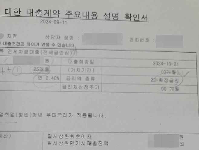 은행에 가서 관련 서류를 제출하고&nbsp;대출계약 확인서를 작성해야 한다.