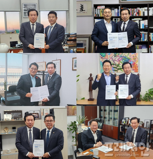 ▲박홍률 목포시장이 박정 국회 예결위원장, 김원이 국회의원, 박지원 국회의원, 울산 남구을 김기현 국회의원(전 국민의 힘 원내대표), 광주 동구 안도걸 국회의원(예결위원), 강원 춘천갑 허영(예결위 간사) 국회의원 등을 연이어 면담, 예산지원을 요청했다.ⓒ목포시