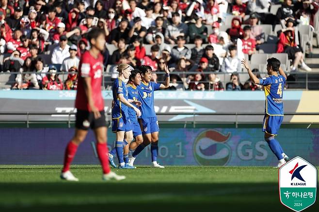 울산 득점 후 기뻐하는 선수들. /사진=한국프로축구연맹 제공