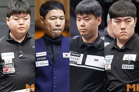 올해 여섯 번째이자 마지막 전국당구대회인 ‘제19회 대한체육회장배 전국당구대회’가 13일 강원도 양구 청춘체육관에서 개막, 17일까지 이어진다. 이번 대회는 캐롬3쿠션과 포켓볼, 스누커, 잉글리시빌리어드 등 당구 전종목에 걸쳐 열리며 선수와 동호인 1650명이 출전한다. 특히 남자 3쿠션에서는 직전 서울3쿠션월드컵에서 아쉬움을 뒤로하고 진검승부가 펼쳐질 것으로 예상된다. (왼쪽부터)조명우 허정한 김행직 김준태. (사진=MK빌리어드뉴스 DB, 파이브앤식스)