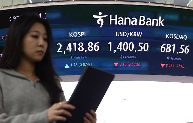 14일 오후 서울 중구 하나은행 딜링룸에서 딜러들이 업무를 보고 있다.ⓒ연합뉴스