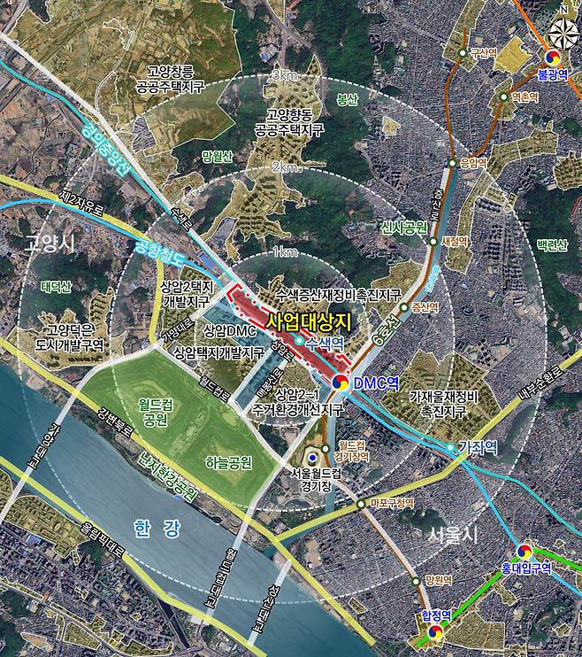 수색·DMC역 주변지역 지구단위계획구역 위치도[사진=서울시 제공]