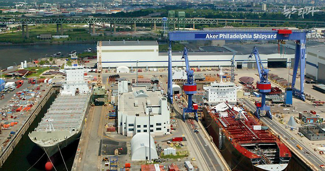 △ 한화오션이 지난 6월 인수한 미국 필라델피아 필리(Philly) 조선소.&nbsp;ⓒ 한화오션 보도자료