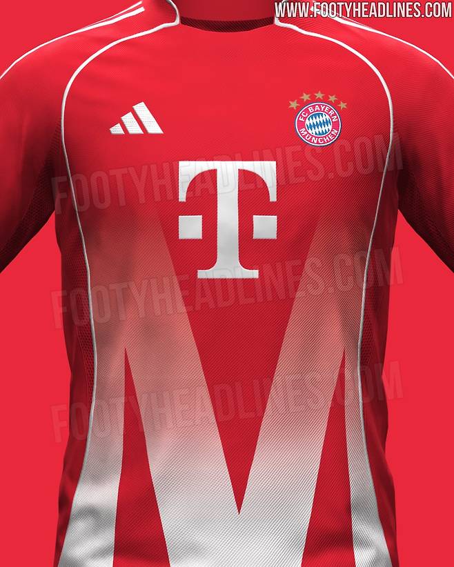 축구 유니폼 전문 사이트 '푸티 헤드라인즈'가 15일(한국시간) 아디다스가 제작하는 바이에른 뮌헨의 2025-2026시즌 홈 유니폼 디자인 유출샷을 공개했다.&nbsp;  매체는 아디다스 뮌헨의 2025-2026시즌 홈 유니폼이 뮌헨을 오마주하기 위해 '전례 없는' 모습을 보여줄 것이다. 거대한 'M'이 선보일 것이다. 이는 뮌헨(Munich)의 첫 문자를 뜻한다고 소개했다.&nbsp;푸티헤드라인즈
