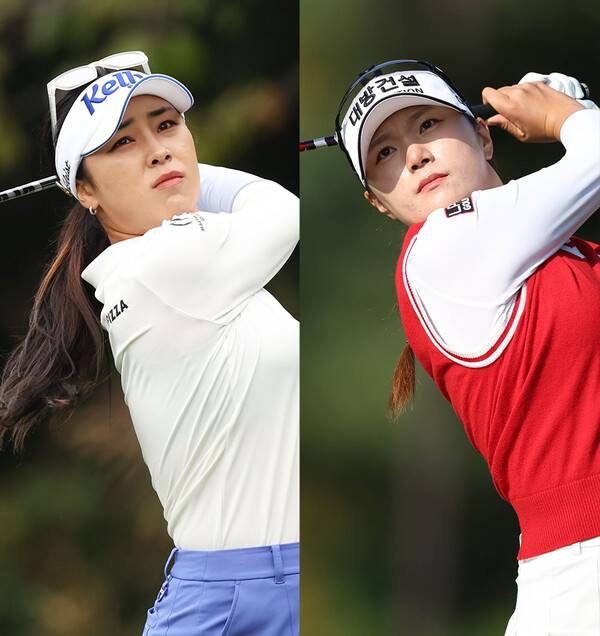 2024년 한국여자프로골프(KLPGA) 투어 이벤트 대회인 위믹스 챔피언십에 출전한 윤이나, 김민선7 프로. 사진제공=KLPGA
