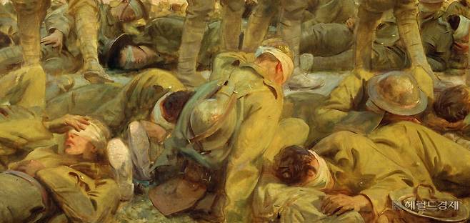 존 싱어 사전트, 개스드(독가스에 중독된 군인들·일부 확대), 1919, 캔버스에 유채, 231x611.1cm, 런던 제국 전쟁 박물관