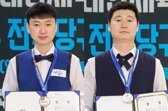 잉빌 공동 3위 허세양(왼쪽)과 박용준.  (사진=대한당구연맹)