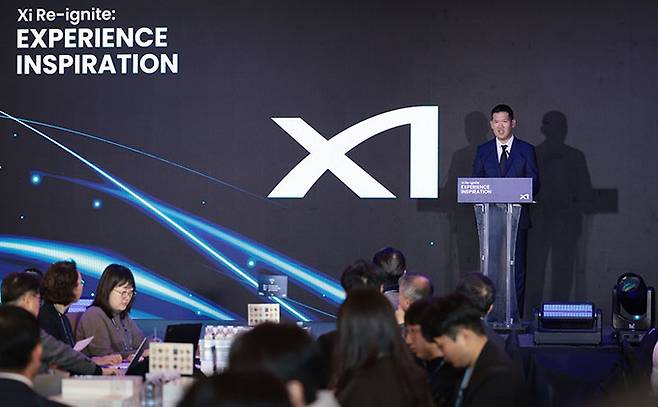 허윤홍 GS건설 대표이사가 18일 서울 강남구 대치동 자이갤러리에서 열린 GS건설 자이 리이그나이트(Xi Re-ignite)에서 인사말을 하고 있다. 연합뉴스