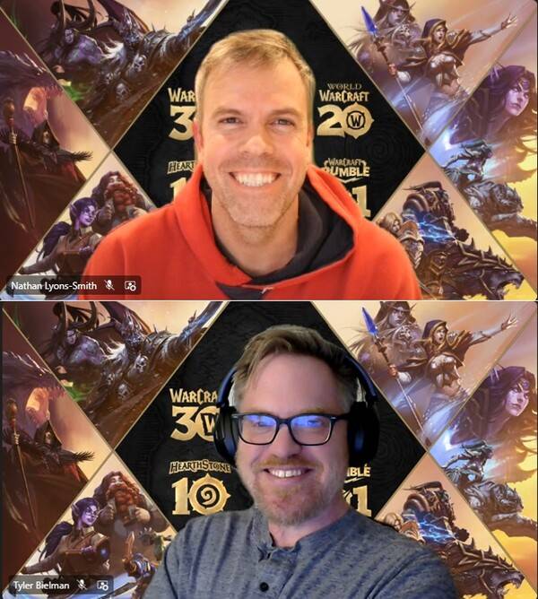 -&nbsp;네이선 라이언스 스미스 총괄 프로듀서(위),&nbsp;타일러 비엘만 게임 디렉터