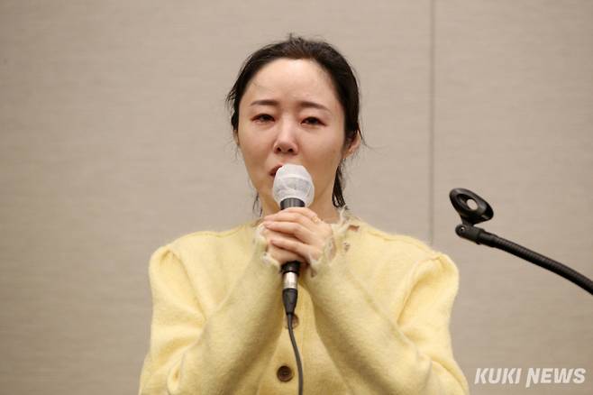 민희진 전 어도어 대표가 지난 5월31일 서울 중구 프레스센터에서 어도어 임시주주총회 관련 기자회견을 열고 입장을 밝히고 있다. 사진=박효상 기자