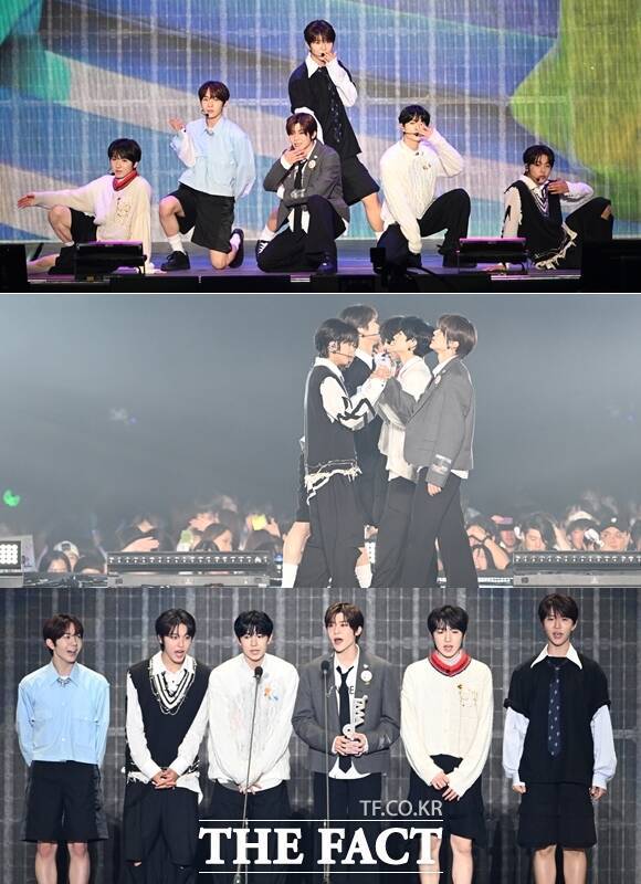 멤버들은 "'더팩트 뮤직 어워즈'에 참여하는 것만으로도 기쁘고 영광이었는데 시즈니 덕분에 상까지 받게 돼서 행복하고 감사하다"고 소감을 전했다. /교세라 돔 오사카=이새롬·남윤호·박헌우 기자