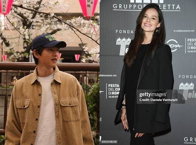 배우 송중기와 아내인 영국 출신 배우 케이티 루이스 손더스. 인스타그램, 게티이미지