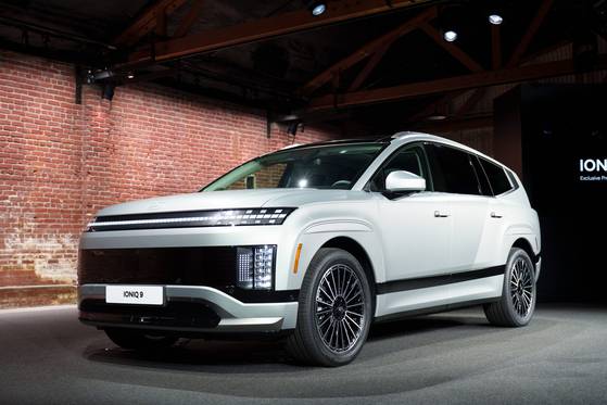 The Hyundai Ioniq 9 during the vehicle's media preview event held in Los Angeles in November [CHO YONG-JUN]