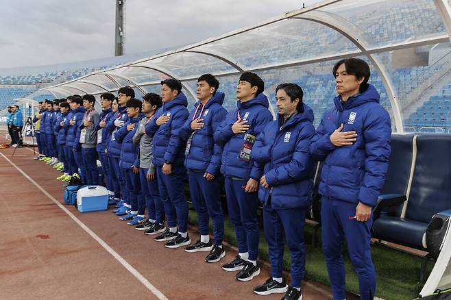 ▲ 홍명보 감독이 이끄는 축구대표팀은 2026 북중미 월드컵 반환점을 4승2무, 승점 14점 1위로 돌았다. ⓒ연합뉴스