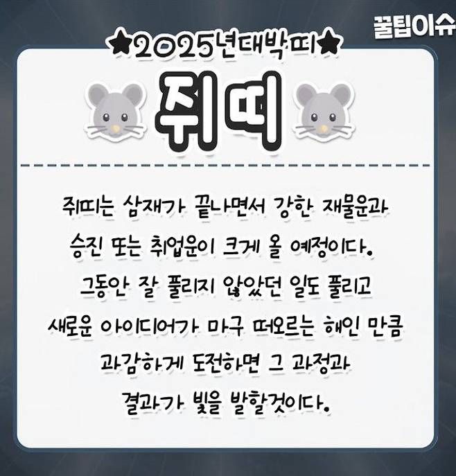 2025 미리 보는 대박띠/삼재띠